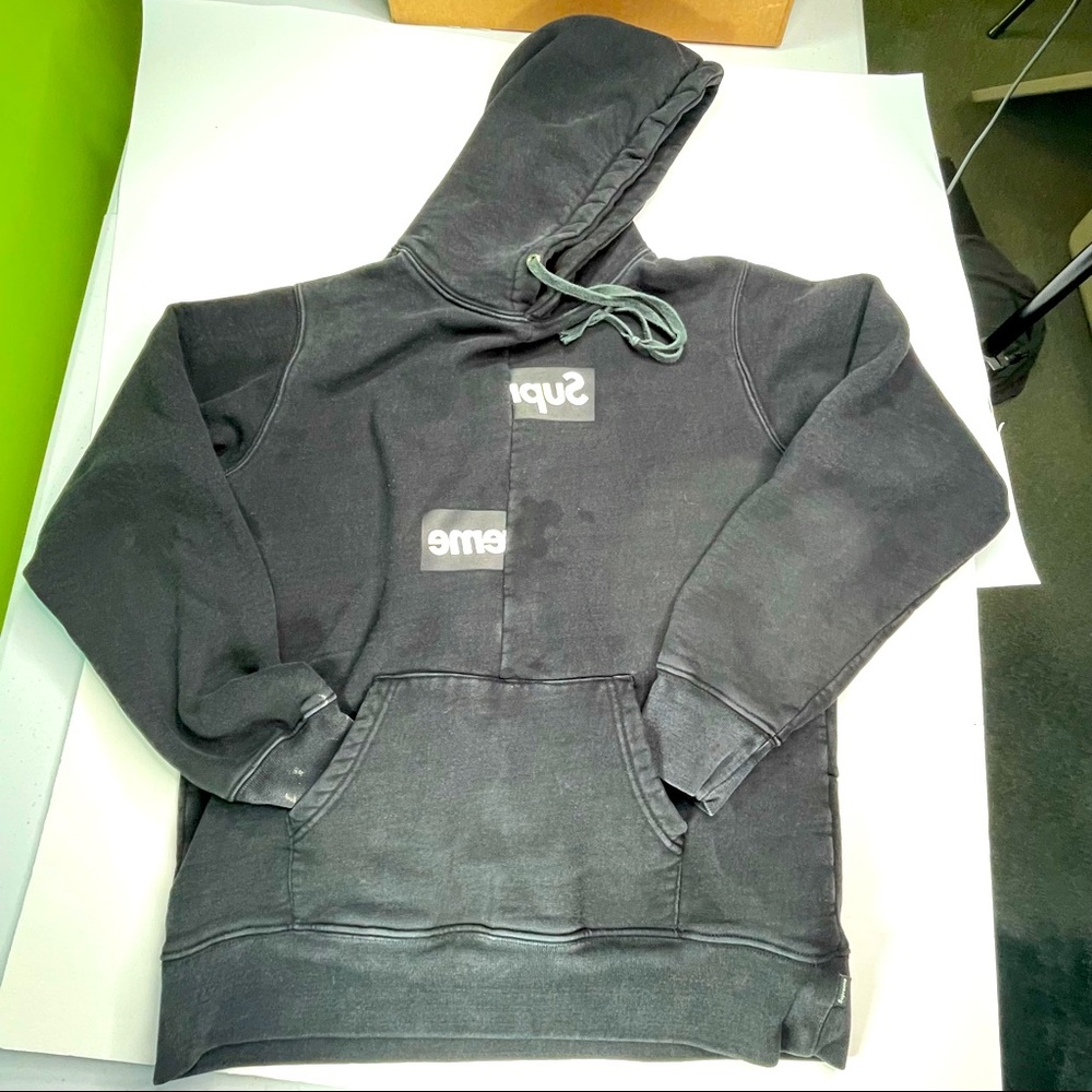 Supreme Comme Des Garçons Mens Small Black Box Logo Hoodie Hooded Sweatshirt